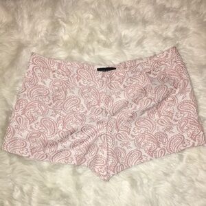 Victoria Beckham Dusty Rose Pink Paisley on Cream Shorts 22